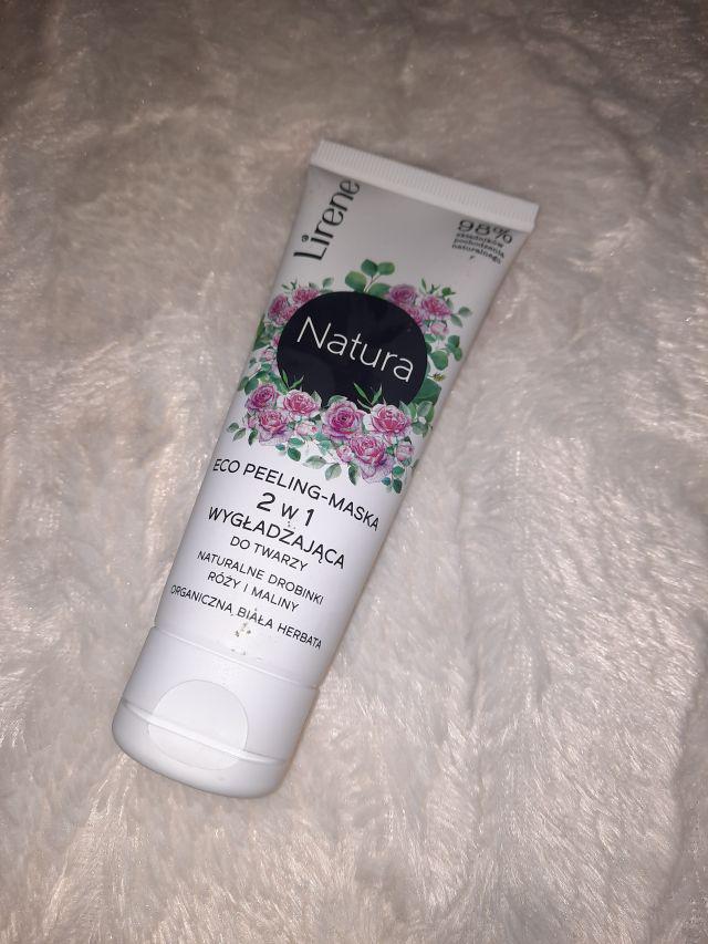 Lirene Natura, Eco, Peeling-maska do twarzy, Naturalne drobinki róży i malin, Organiczna biała herbata