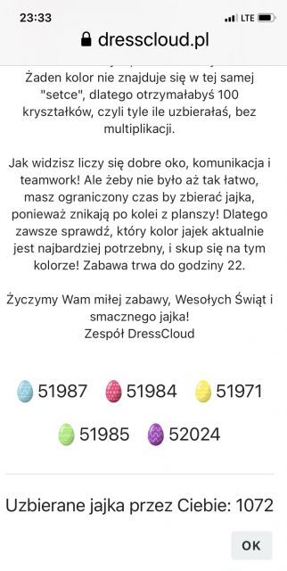 Zabawa na Dresscloud - Zbieramy jajka 2021.