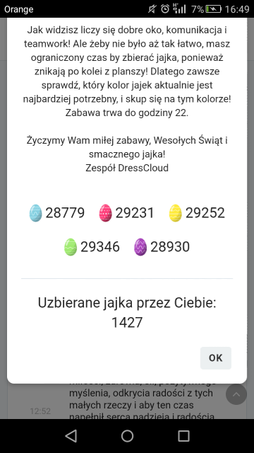 Zabawa na Dresscloud - Zbieramy jajka 2021.