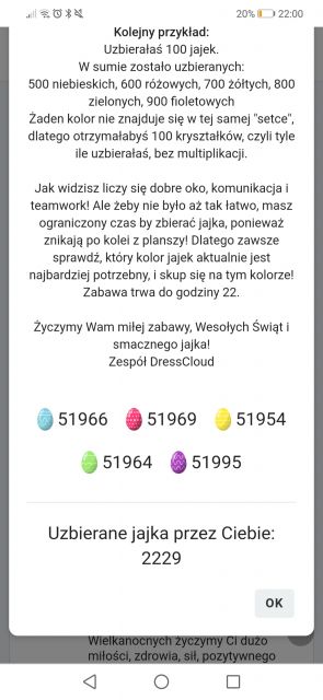 Zabawa na Dresscloud - Zbieramy jajka 2021.