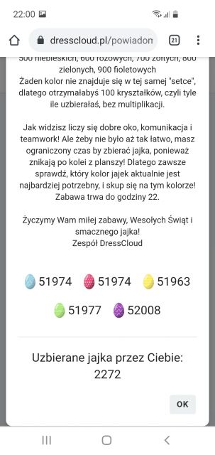 Zabawa na Dresscloud - Zbieramy jajka 2021.