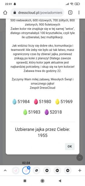 Zabawa na Dresscloud - Zbieramy jajka 2021.