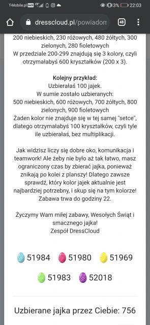 Zabawa na Dresscloud - Zbieramy jajka 2021.