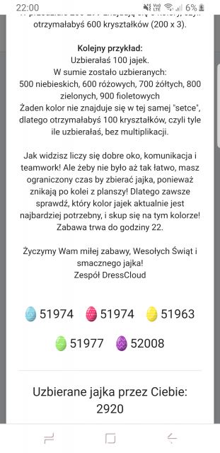 Zabawa na Dresscloud - Zbieramy jajka 2021.