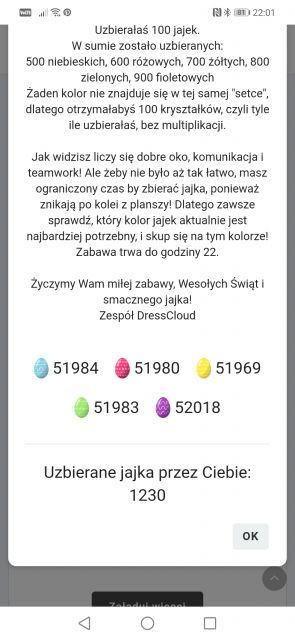 Zabawa na Dresscloud - Zbieramy jajka 2021.