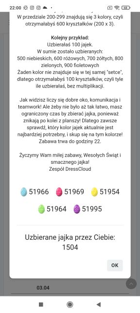 Zabawa na Dresscloud - Zbieramy jajka 2021.