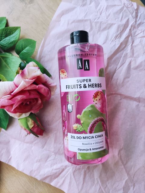 AA Super Fruits & Herbs, Żel do mycia ciała, Opuncja i amarantus