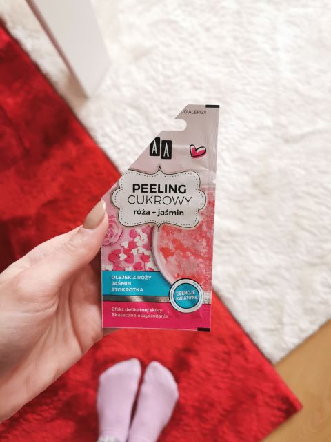 AA Peeling cukrowy, Róża + jaśmin, Olejek z róży, jaśmin, stokrotka