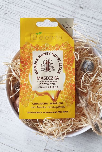 Bielenda Manuka Honey Nutri Elixir, Maseczka do twarzy, Odżywczo-nawilżająca, Cera sucha i wrażliwa, Miód manuka i mleczko pszczele