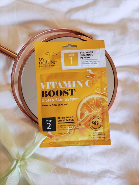 By nature Maseczka do twarzy w płacie, Odświeżająca, Dwuetapowa, Vitamin C Boost