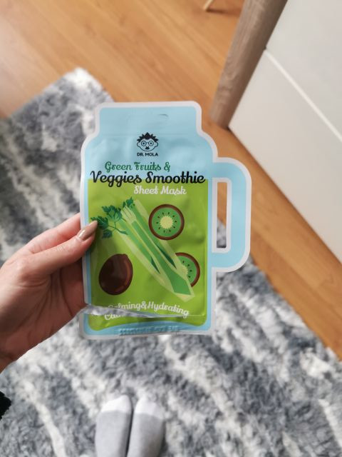 Dr. Mola Maska do twarzy w płachcie, Green Fruits & Veggies Smoothie, Calming & Hydrating