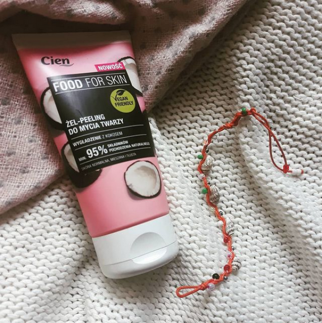 Cien Food For Skin, Żel-peeling do mycia twarzy, Wygładzenie z kokosem, Skóra normalna, mieszana i tłusta