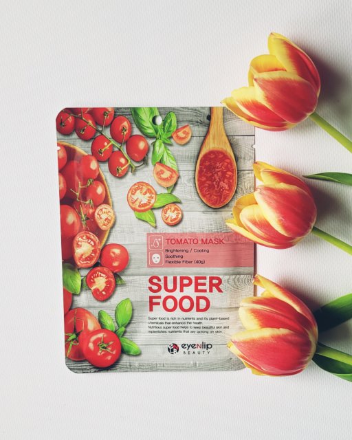 Eyenlip Beauty Maska do twarzy w płacie, Superfood Tomato, O działaniu rozjaśniającym i chłodzącym