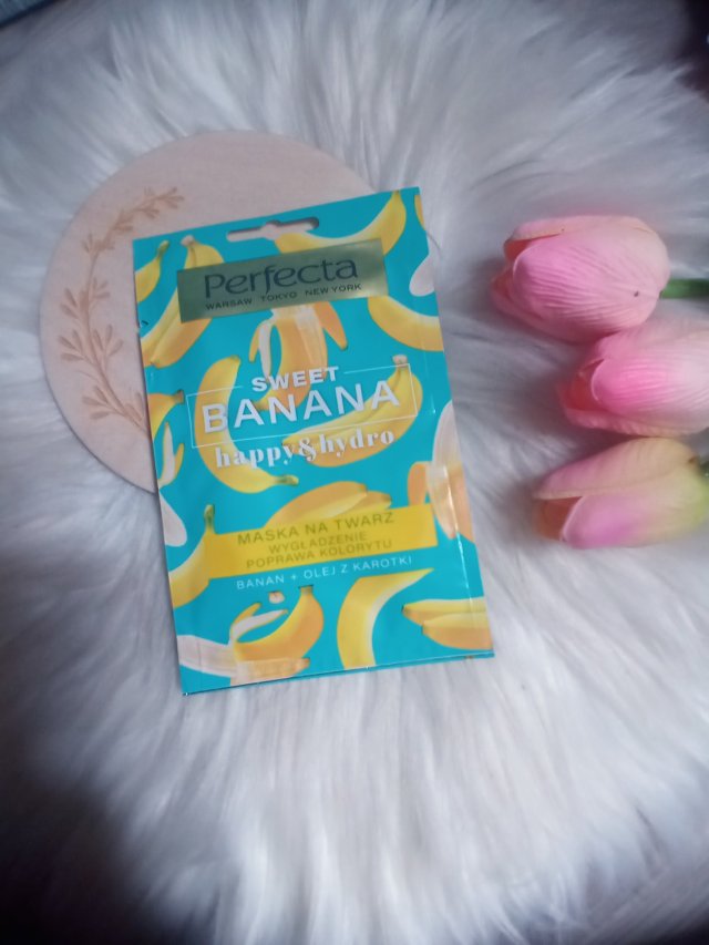 Perfecta Happy & Hydro, Sweet Banana, Maska do twarzy, Wygładzenie, poprawa kolorytu, Banan + olej z karotki