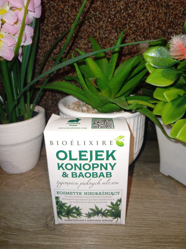 Bioèlixire, olejek do włosów, konopie i baobab, nawilżający