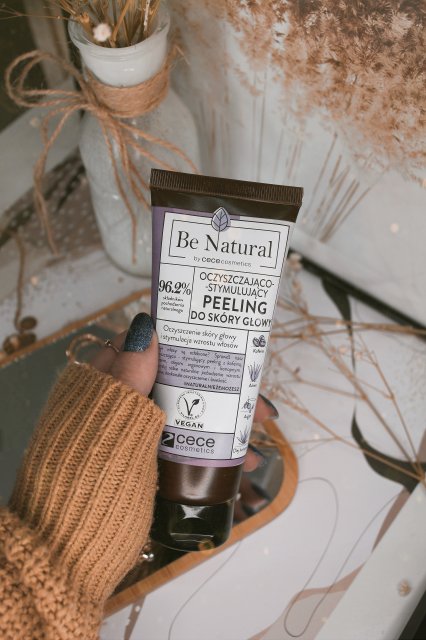 be natural by cece cosmetics Peeling do skóry głowy, Oczyszczająco-stymulujący, Z kofeiną, aloesem, olejem arganowym i konopnym