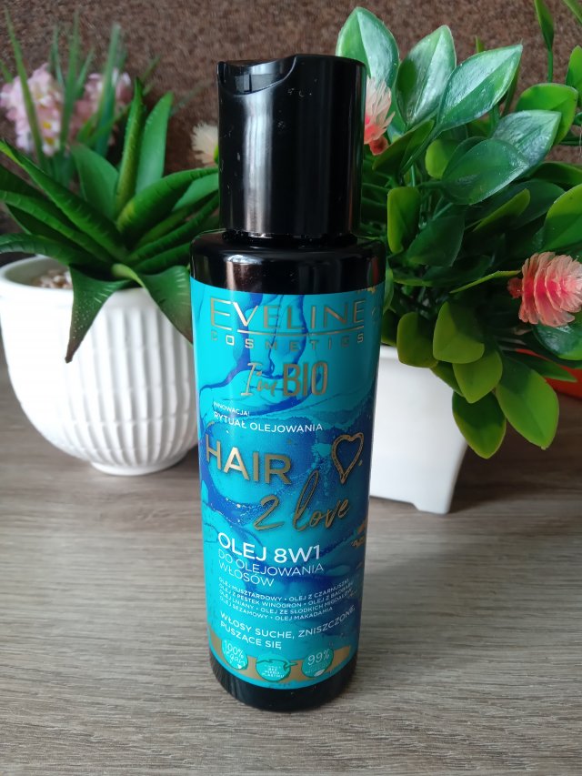 Eveline, Hair 2 Love, olej 8 w 1( włosy suche, zniszczone, puszące się) 