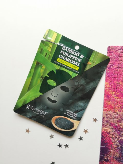 G-Synergie Maska do twarzy w płacie, Bamboo & Philippine Charcoal