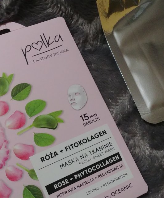 Polka Maska do twarzy na tkaninie, Poprawa napięcia + Regeneracja, Róża + Fitokolagen