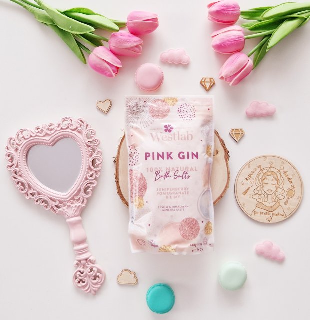 Westlab Sól do kąpieli, Pink Gin, Z owocem jałowca, granatem i limonką, Rewitalizująca