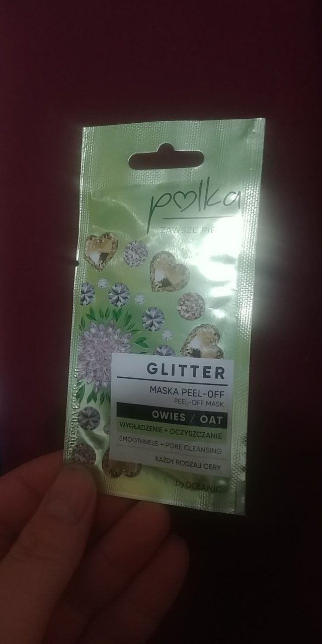 Polka Glitter, Maska do twarzy, Peel-off, Wygładzenie + oczyszczanie, Owies