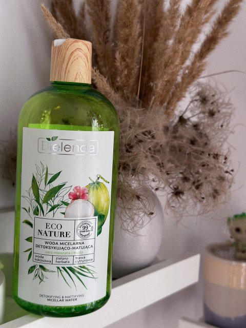 Bielenda Eco Nature, Woda micelarna, Detoksykująco-matująca, Woda kokosowa + zielona herbata + trawa cytrynowa