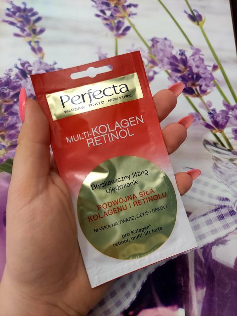 Perfecta Multi-Kolagen Retionol, Maska na twarz, szyję i dekolt, Błyskawiczny lifting, Ujędrnienie