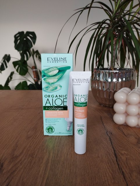 Eveline Organic, Aloes + Kolagen, Płynne płatki pod oczy, Redukujące cienie i obrzęki 