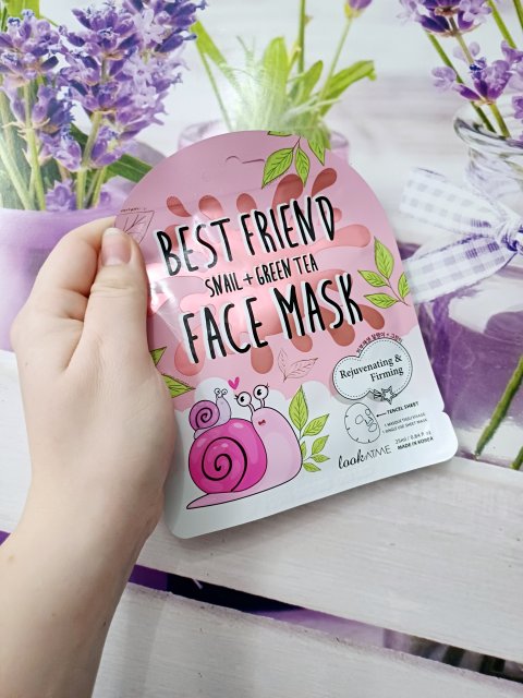 Look At Me Maska do twarzy w płacie, Best Friend Face Mask, Snail + Green Tea, Odmładzająco - ujędrniająca