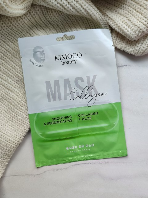 Kimoco Beauty Maska do twarzy w płacie, Collagen, Collagen + Aloe, Wygładzająco-regenerująca, Kolagen i Aloes 