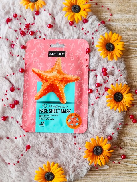 Sence Essentials Maska do twarzy w płacie, Oh Shell Yeah!, Ekstrakt z brzoskwini