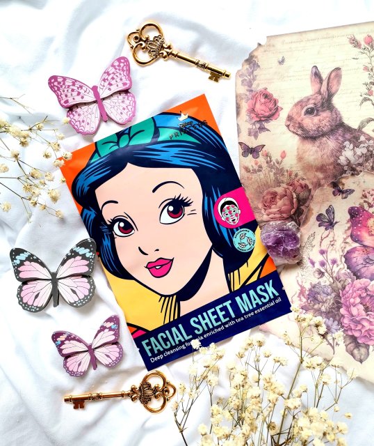 Topbrands Europe B.V. Disney Princess, Maska do twarzy w płacie, Głęboko oczyszczająca, Z olejkiem z drzewa herbacianego, Snow White