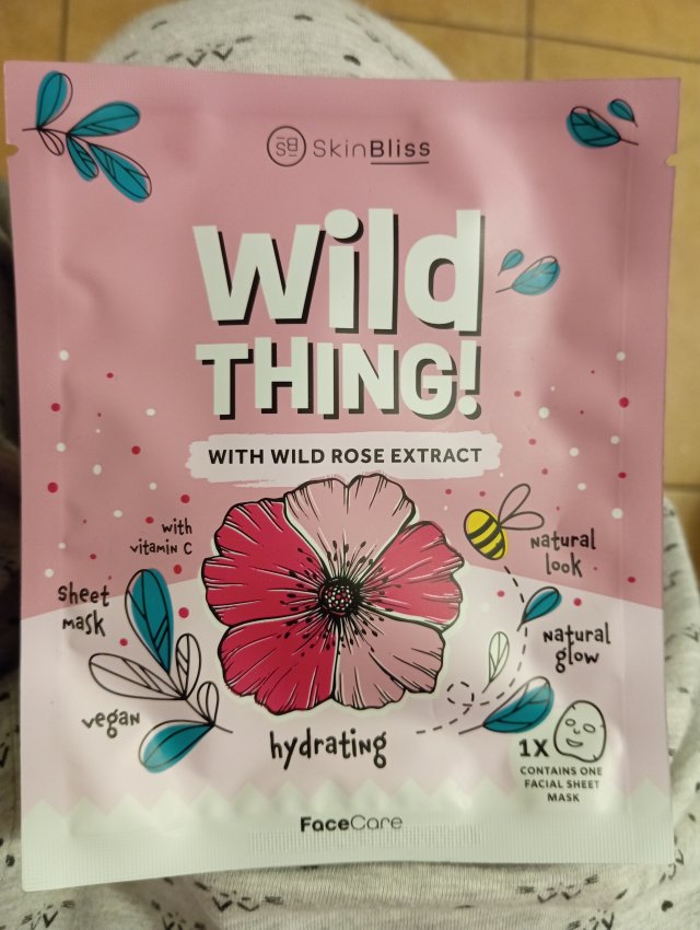 SkinBliss Maska do twarzy w płacie, Wild Thing!, Z wyciągiem z dzikiej róży i stabilizowaną witaminą C