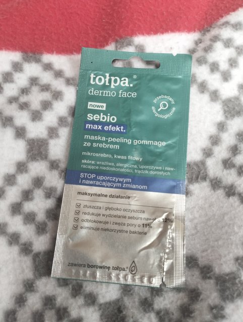 Tołpa Dermo Face, Sebio, Max Efekt, Maska-peeling gommage do twarzy, Ze srebrem