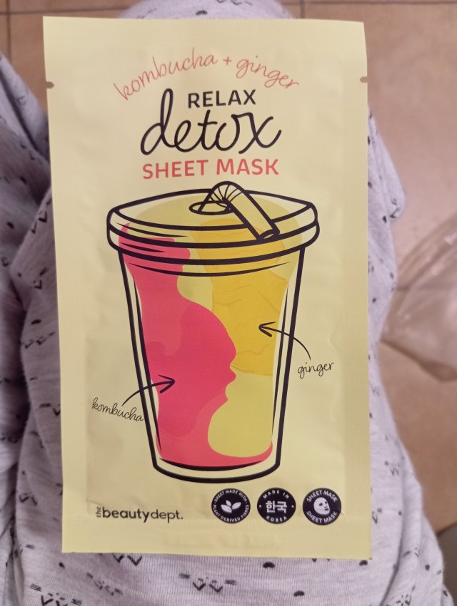 The Beauty Dept. Maseczka do twarzy w płacie, Relax Detox Sheet Mask, Kombucha + Ginger