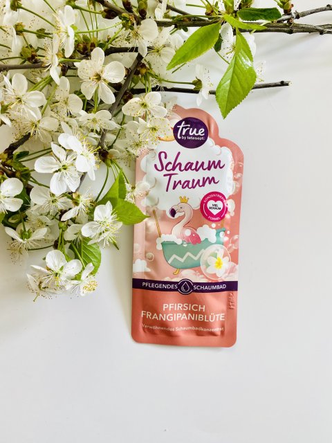 Tetesept Płyn do kąpieli, Schaum Traum, Pfirsich & Frangipaniblüte 