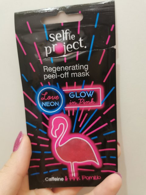 Selfie Project Love Neon, Maseczka do twarzy, Regenerująca, Peel-off, Glow In Pink, Kofeina i różowe pomelo