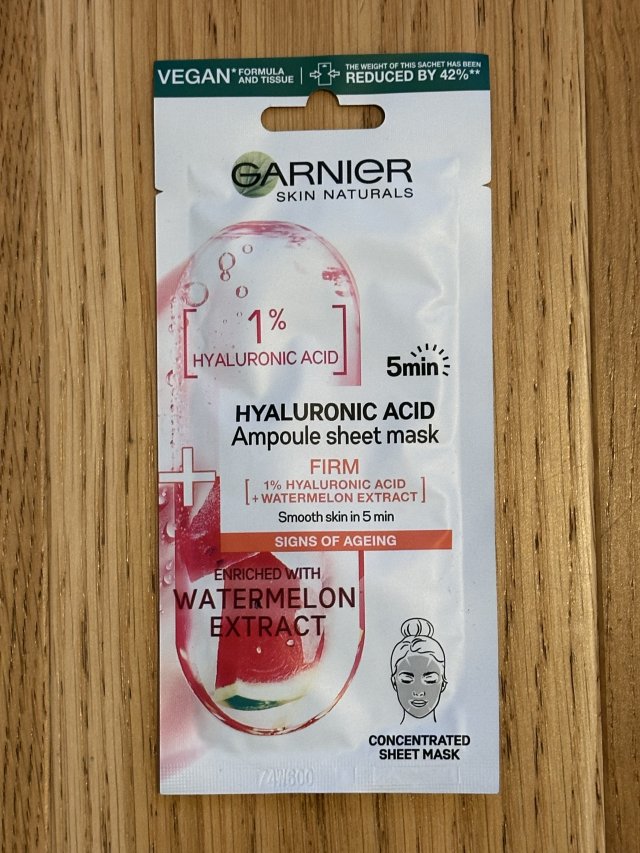 Garnier Skin Naturals, Ampoule Sheet Mask, Maska do twarzy w płacie, Hyaluronic Acid, Firm, Skóra z oznakami starzenia się