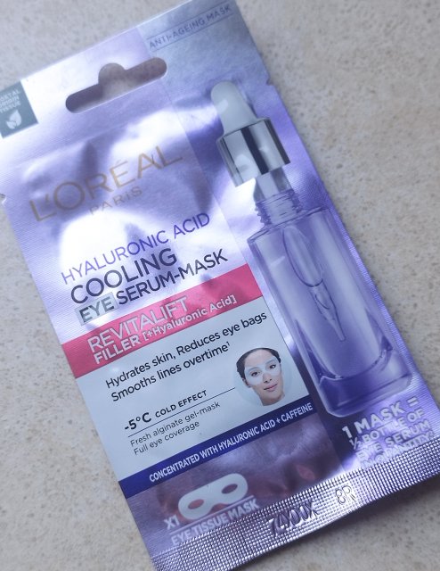 L'Oréal Revitalift, Maska-serum na okolice oczu, Filler HA, Cooling Eye Serum-Mask, Chłodząca, Z czystym kwasem hialuronowym i kofeiną