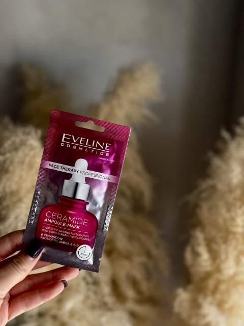 Eveline Face Therapy Professional, Maseczka do twarzy, Ceramide Ampoule-Mask, Odbudowa bariery hydrolipidowej, 6 ceramidów, probiotyki, omega 3-6-9