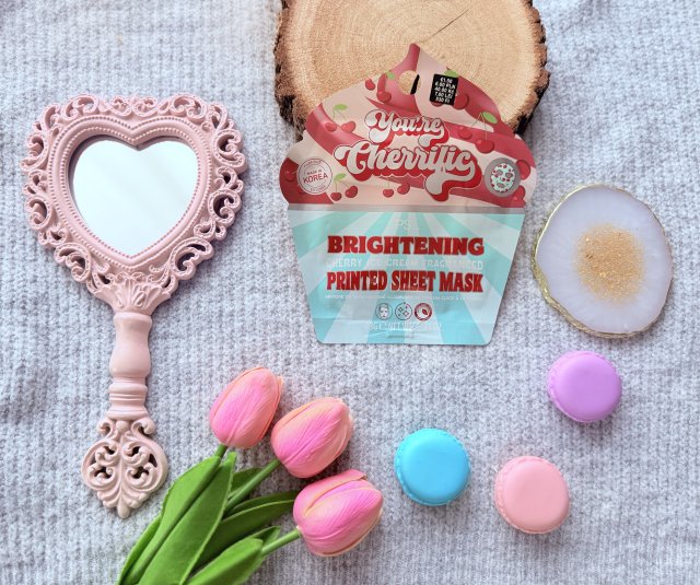 PS... Maseczka do twarzy w płacie, Brightening, Cherry Ice Cream Fragrance, Printed Sheet Mask