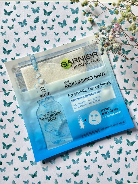 Garnier Skin Active, Maska do twarzy w płacie, Hyaluron Shot, Fresh-Mix Tissue Mask, Hyaluronic Acid