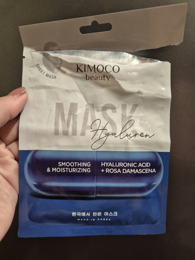 Kimoco Beauty Maska do twarzy w płacie, Hyaluron, Smoothing & Moistruizing, Hyaluronic Acid + Rosa Damascena