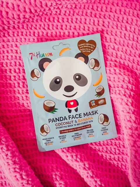 Montagne Jeunesse 7th Heaven, Maseczka do twarzy w płacie, Panda Face Mask, Coconut & Banana