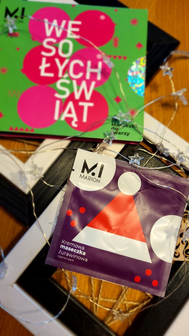 Marion Winter Beauty Set, Maseczka do twarzy, Kremowa, Regenerująca, Żurawinowa, Wesołych Świąt