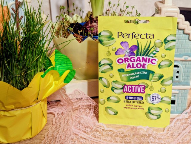Perfecta Maseczka do twarzy, Organic Aloe, Active, 5-minutowa, Intensywne nawilżenie i ukojenie, Dzikie indygo, organiczny aloes