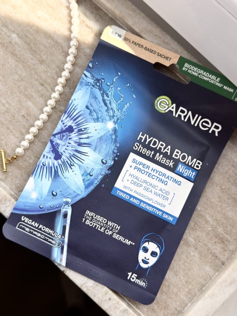 Garnier Skin Active, Maska do twarzy w płacie, Hydra Bomb, Nocne nawilżenie