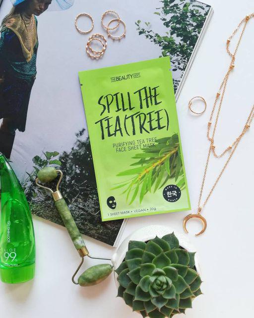 The Beauty Dept. Purifying Tea Tree Face Sheet Mask, Maska do twarzy, Oczyszczająca, Z ekstraktem z drzewa herbacianego