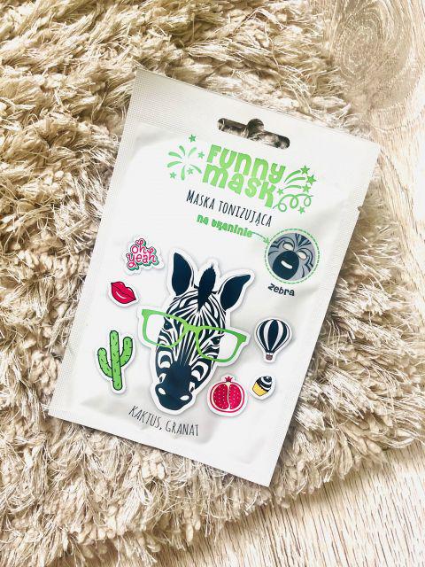 Marion Funny Mask, Maska do twarzy w płacie, Zebra, Tonizująca, Kaktus i granat