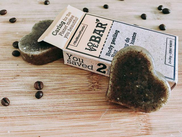 Love Bar peel Peeling do ciała w kostce, Kawa i olejek pomarańczowy